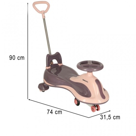 LED Swing FIX S2 gravitatsiooni sõiduk käepidemega roosa max 100kg