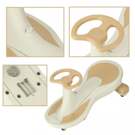 Iseliikur LED Swing Fix S4 gravitatsioonisõiduk helendavate ratastega muusikaga 76 cm kuldne ja valge max 100 kg