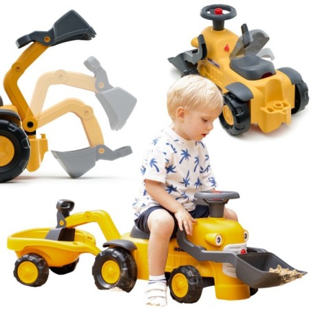 FALK Komatsu sõidutraktor koos ekskavaatori kopa ja haagisega