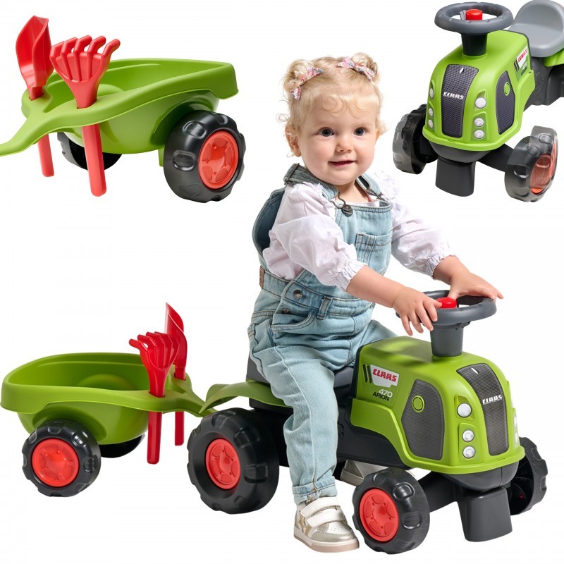 FALK Claas 470 Arion traktor Ride-on Green koos haagise + liivakomplektiga