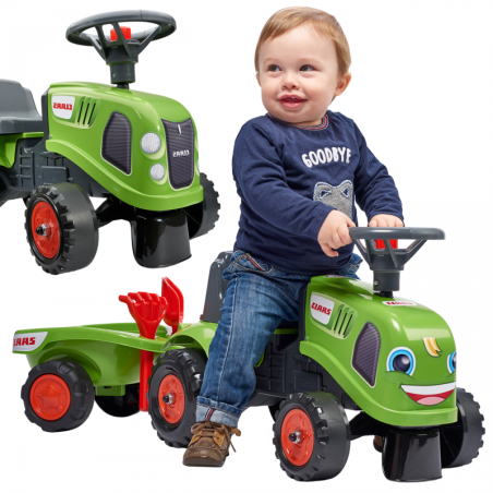 FALK Baby Claas roheline traktor haagisega + tarvikud alates 1 aastast