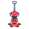Tõukeauto, pöörlevad rattad, käepide, helid - punane