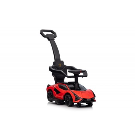 Pealeistutav lükkevarrega auto Lamborghini helide-tuledega, punane