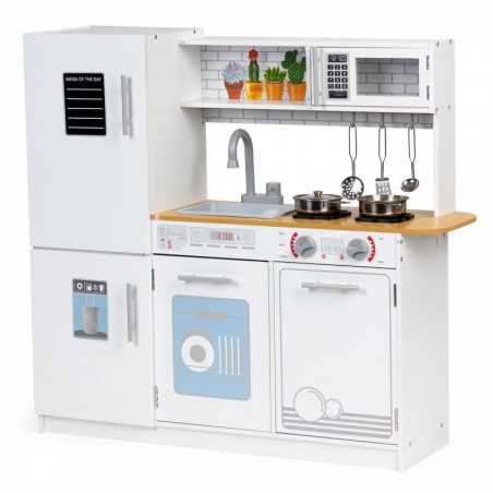 Puidust mänguköök lastele LED-valgustiga + potid