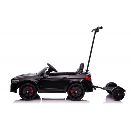 Elektriauto BMW M5 platvormiga lapsevanemale, must lakitud