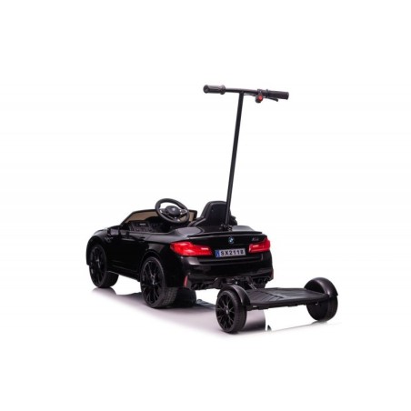 Elektriauto BMW M5 platvormiga lapsevanemale, must lakitud