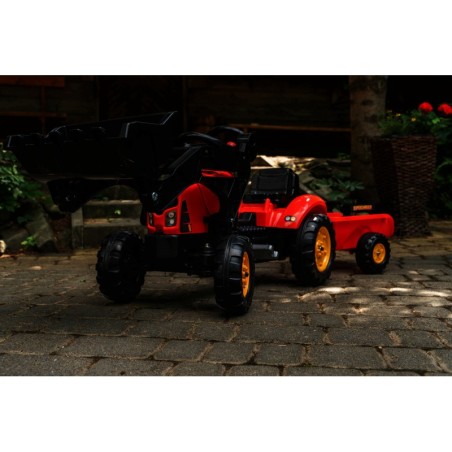 FALK Supercharger Traktor punane avatav kapott koos haagise + kopaga alates 2 aastast