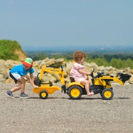 FALK Komatsu pedaaltraktor koos ekskavaatori kopa ja haagisega