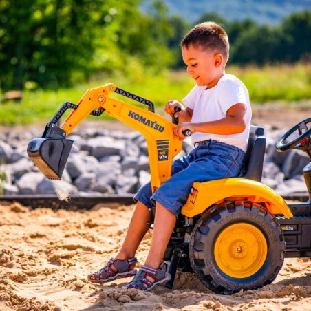 FALK Komatsu pedaaltraktor koos ekskavaatori kopa ja haagisega