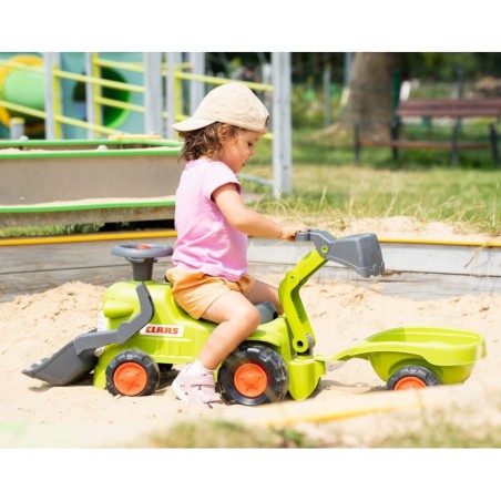 FALK Claasi peal sõitev traktor koos haagise, laaduri ja kopaga