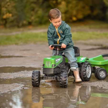 Suur PowerTrac pedaalidega traktor XXL haagisega