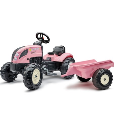 FALK pedaalidega traktor Country Star Pink + haagis ja signaal, alates 2 aastast.
