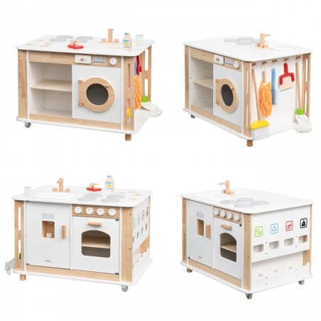 Puidust 3in1 kodukeskus lisatarvikutega – õppimine ja lõbu lastele