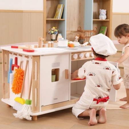 Puidust 3in1 kodukeskus lisatarvikutega – õppimine ja lõbu lastele