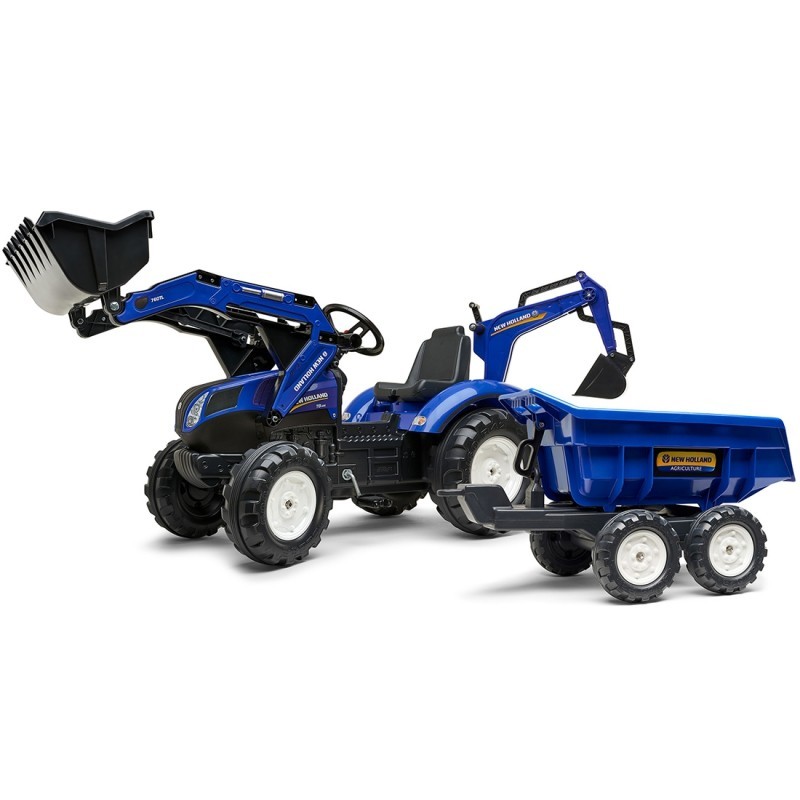 Falk New Holland pedaalidega traktor ekskavaatori ja haagisega 3 aastasele