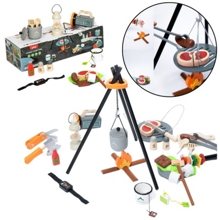 Matkakomplekt Puidust lõkketarvikud 45 El