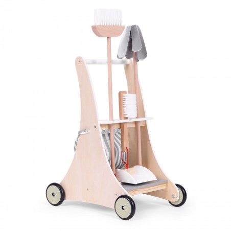 Puidust puhastuskomplekt koristamise käru beež