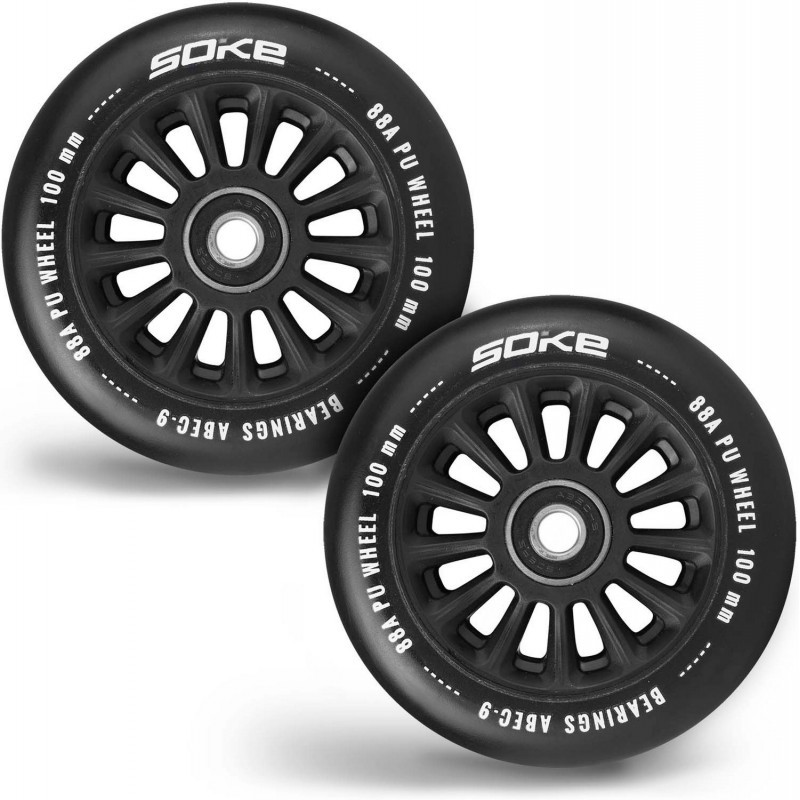 Tõukeratta rattad laiusega 100 mm mustad 2 tk