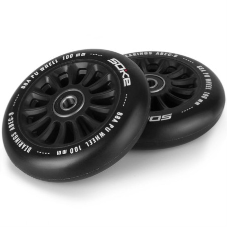 Tõukeratta rattad laiusega 100 mm mustad 2 tk