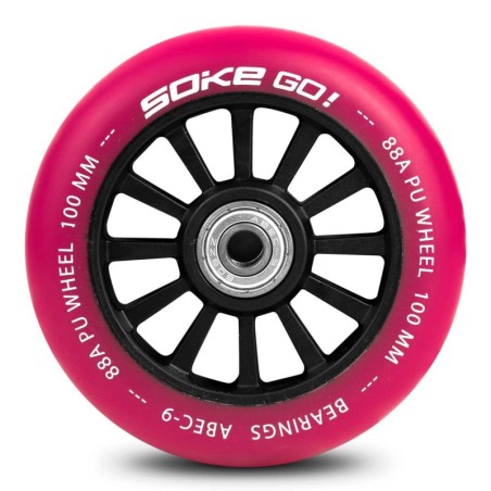 Tõukeratta rattad 100 mm rubiinpunane 2 tk