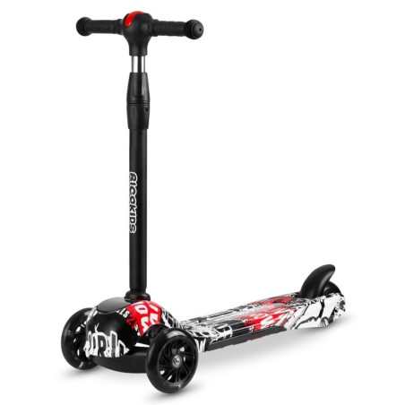 Piko kolmerattaline tõukeratas - must valgete ja punaste mustritega