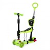 Kolmerattaline tõukeratas koos valgustatud ratastega LED, 3-in-1 - roheline