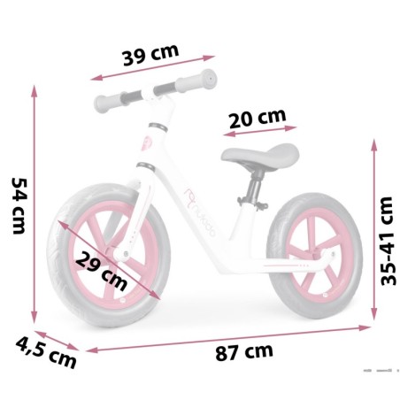 Laste kerge jooksuratas, valge/roosa