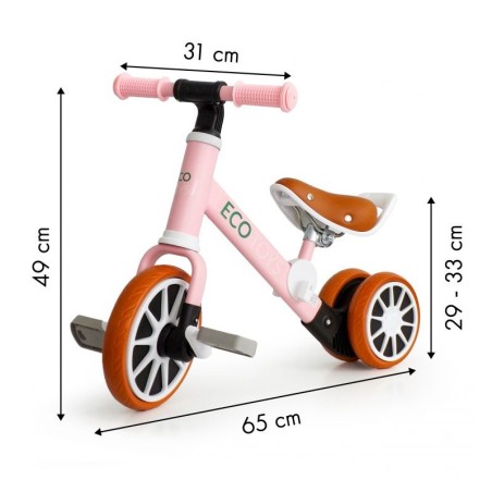 Jooksuratas 2in1 pedaalidega roosa