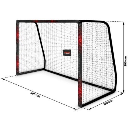 Jalgpallivärav 300 x 200 x 120 cm must ja punane