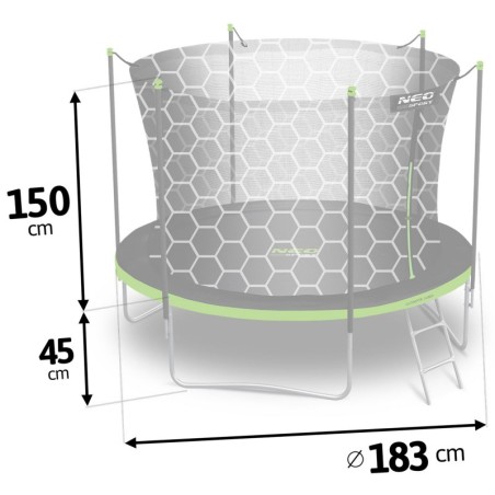 183 cm aiabatuut sisevõrgu ja redeliga