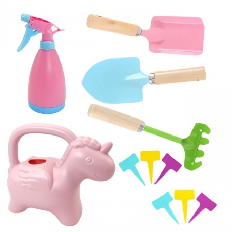 Väikese aedniku komplekt, 18 osa, ükssarvik