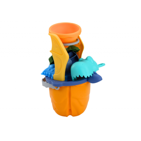 Dinosauruse liivakomplekt, lehter, veski, vormid, spaatel, 7 tk.