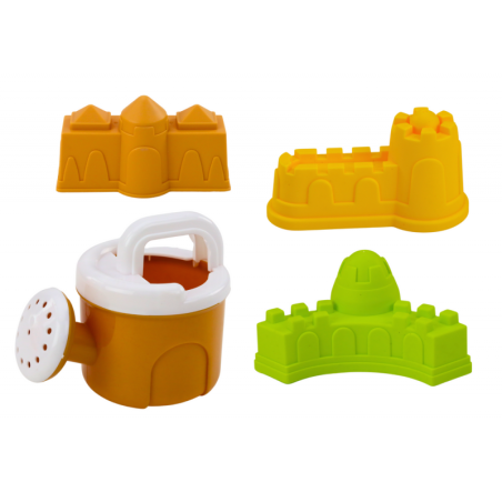 Liivamänguasjade komplekt, veski, vormid, lossid, kastekann, roosa