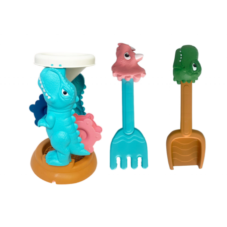 Liivamänguasjade komplekt, veski, ämber, dinosauruste vormid