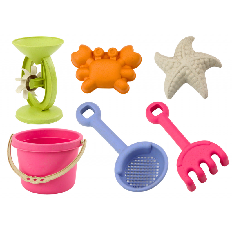 Liivamänguasjade komplekt, ämber, veski, kurn, pastellvormid