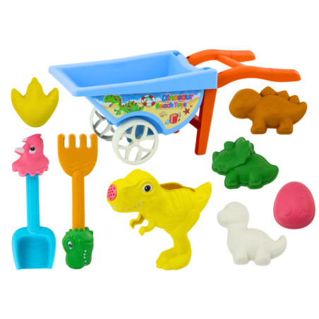 Liivamänguasjade komplekt, kuus vormi, kastekann, dinosaurused