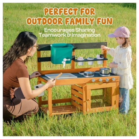 Laste puidust mudaköök veeanuma ja kraaniga