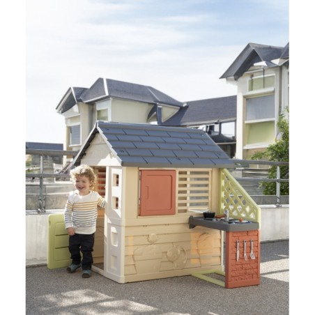 Smoby loodusmaja mängumaja köögiga + 17 tarvikut