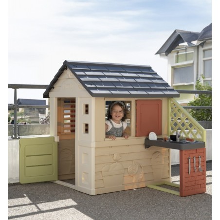 Smoby loodusmaja mängumaja köögiga + 17 tarvikut