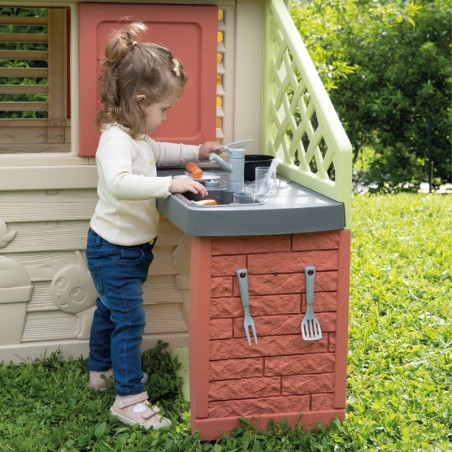 Smoby loodusmaja mängumaja köögiga + 17 tarvikut