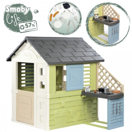 SMOBY Life PRETTY mängumaja köögiga + 17 tarvikut