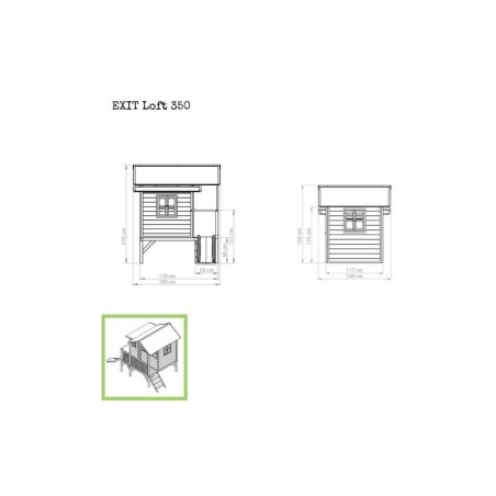 Puidust mängumaja koos terrassi ja liumäega Exit Loft 350 Natural