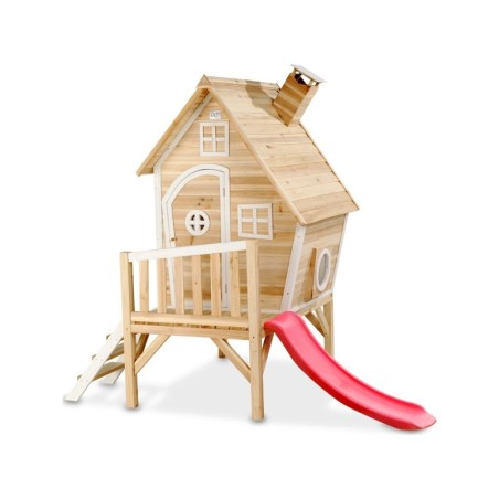 Puidust mängumaja koos terrassi ja liumäega Exit Fantasia 300 Natural