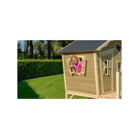 Puidust mängumaja terrassi ja liumäega Exit Crooky 350 Grey-Beige