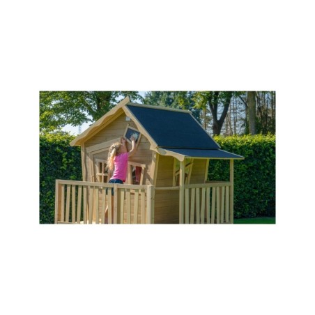 Puidust mängumaja terrassi ja liumäega Exit Crooky 350 Grey-Beige