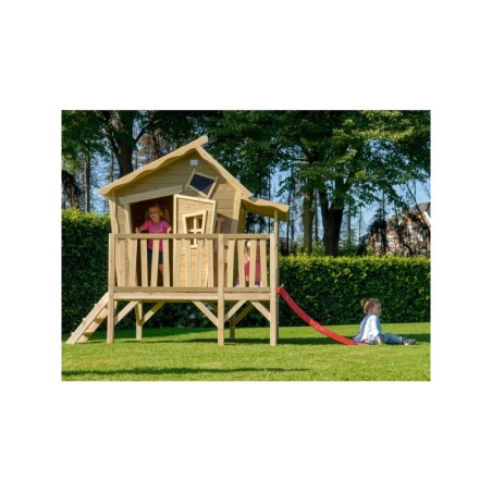 Puidust mängumaja terrassi ja liumäega Exit Crooky 350 Grey-Beige