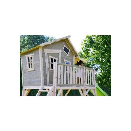 Puidust mängumaja koos terrassi, liivakasti ja liumäega Exit Crooky 550 Grey-Beige