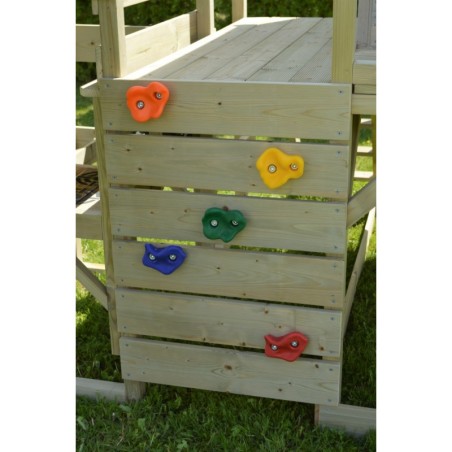 Mängumaja mänguväljak M10 (moodul mängumaja+platvorm+kiik+liumägi) + ronimismoodul