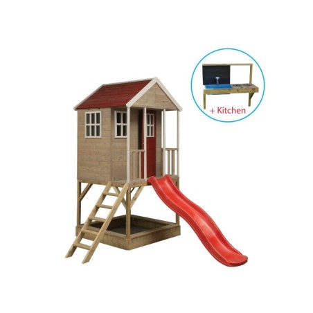 Mängumaja mänguväljak M8 (moodul mängumaja+platvorm+liumägi) + väliköök