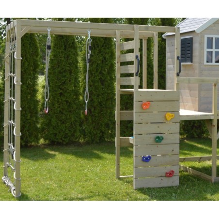 Mängumaja mänguväljak M22R punane (moodul mängumaja+platvorm+liumägi) + ronimismoodul Gym